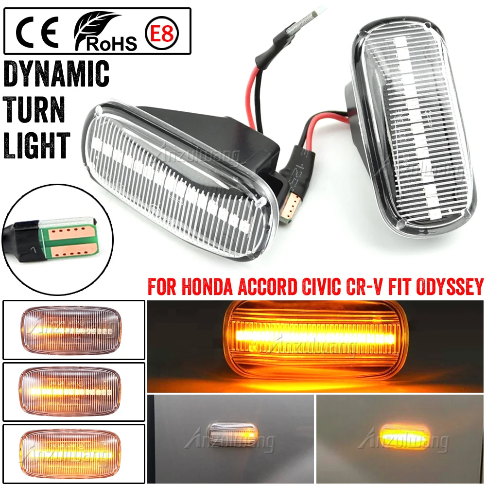 2pcs Car LED Dynamic Side Marker Indicator Light For Honda Civic City Jazz Stream CR V Odyssey Signal Lamps Assembly