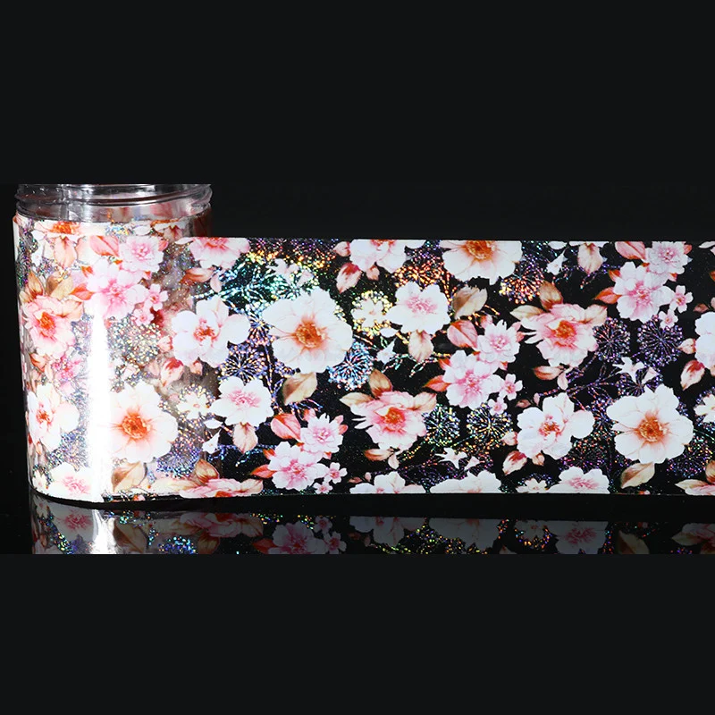 1 рулон цветов изображения ногтей фольги красочные цветочные переводные