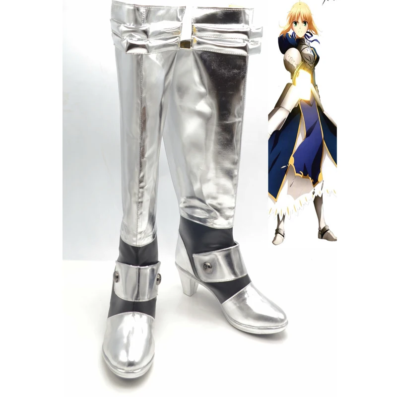 Саблей Fate Stay Night Arturia Pendragon аниме обувь для косплея сапоги аксессуары Хэллоуина