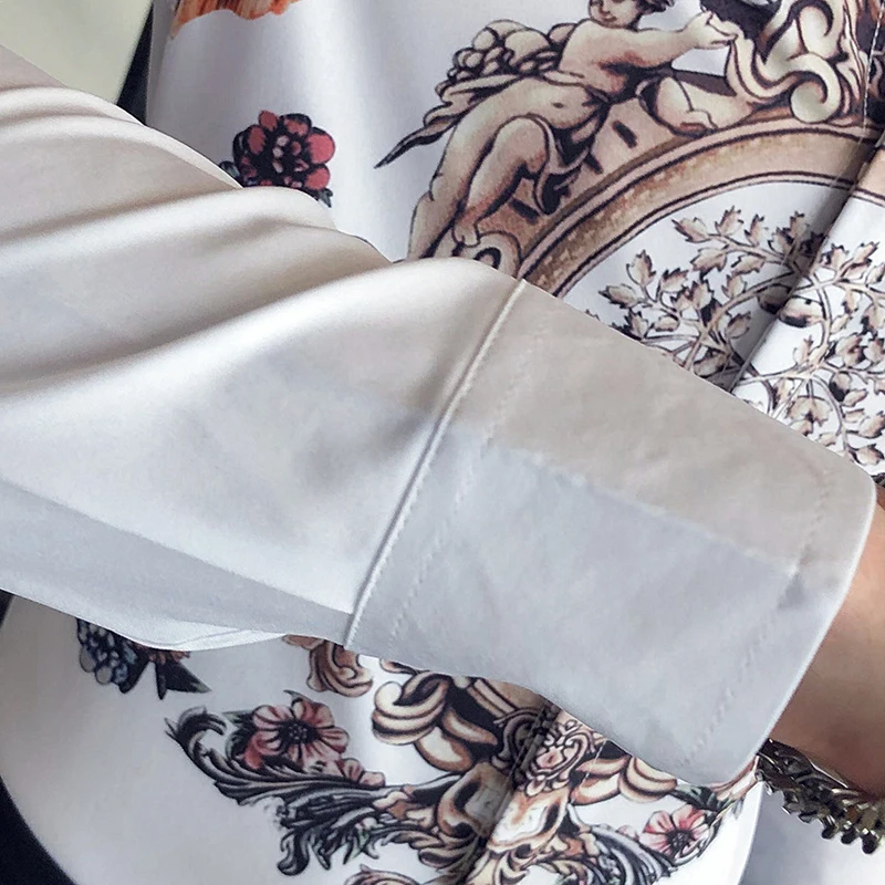 

Luxury Vintage Baroque Pattern Shirts Mens Slim Fit Long Sleeve Clothing Chemise Party Prom Stagewear Flower Shirt For Men