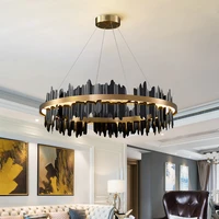 modern black chandelier for live room original design home decoration led bedroom hanging lamp luxury villa copper led lustre