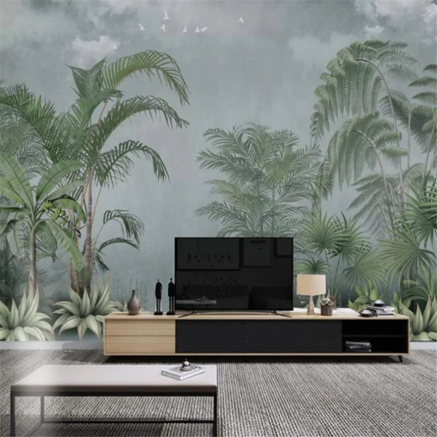 

Milofi custom photo wallpaper hand-painted tropical rainforest plant banana leaf living room bedroom luxury wallpaper home decor