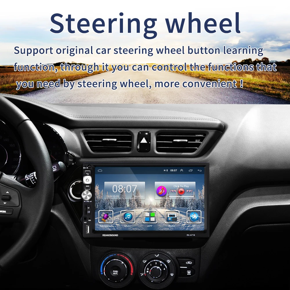 Автомобильный мультимедийный плеер AMPrime 2Din Android ОЗУ 1 Гб + ПЗУ 16 ГБ GPS навигация