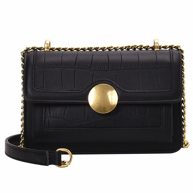 

Fashion Stone Vintage pattern Square Crossbody bag 2019 New Quality PU Leather Women's Handbag Lock Chain Shoulder Messenger Bag