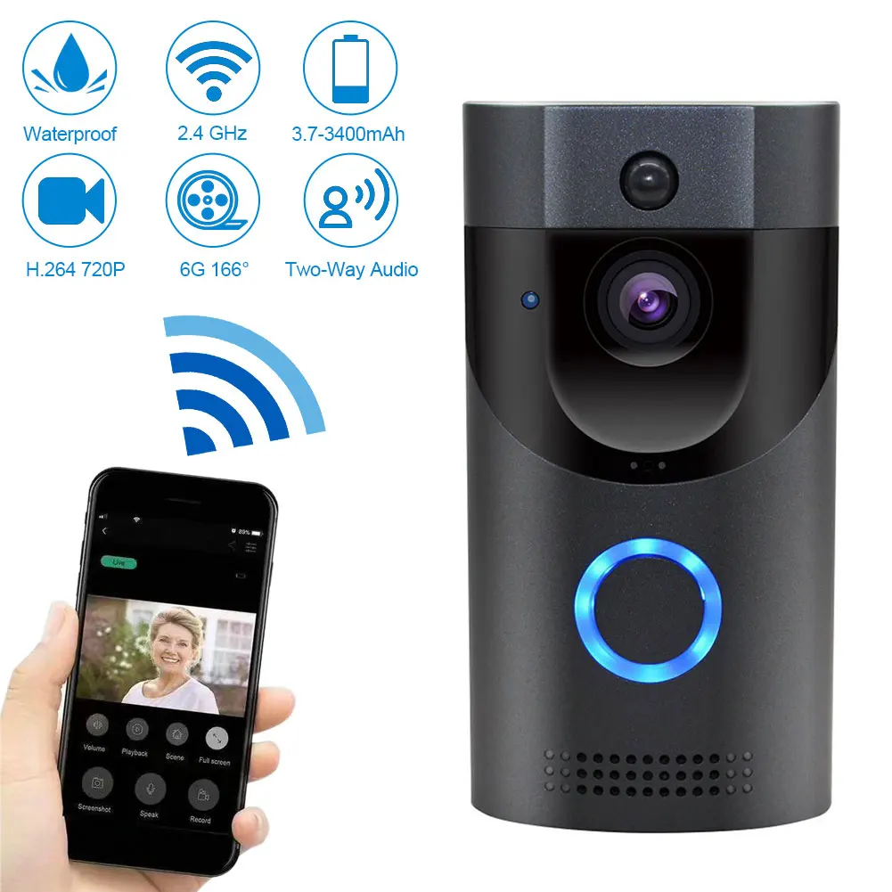 

Security Camera Intercom PIR Motion Detection Two Way Talk Wireless WiFi HD Video Doorbell Low Consumption Infrared Anti Theft