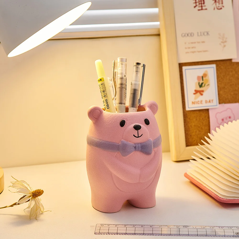 

Home Decoration Makeup Brush Storage Box Little Bear Storage Ceramic Container Home Decoration Accessories Creative Home Decor