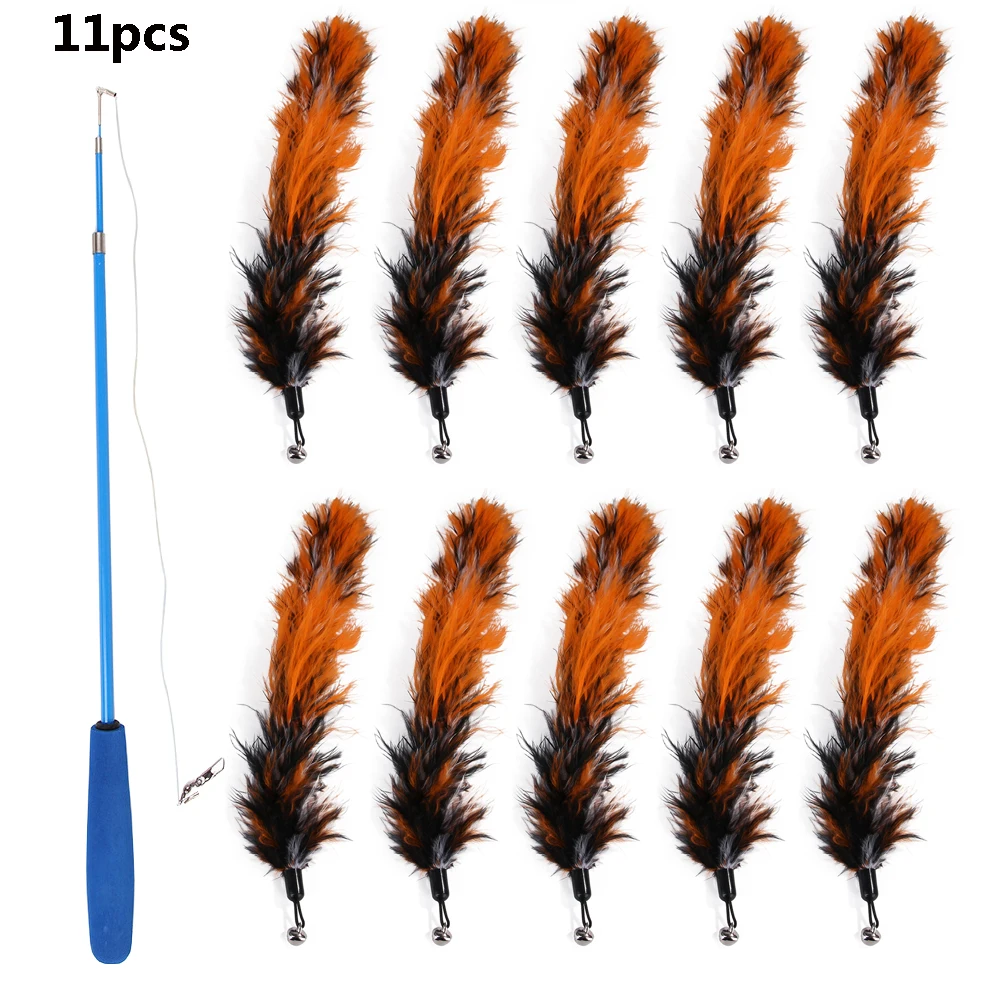 Набор игрушек для кошек из 11 предметов забавная палочка с пером набор гусеничной