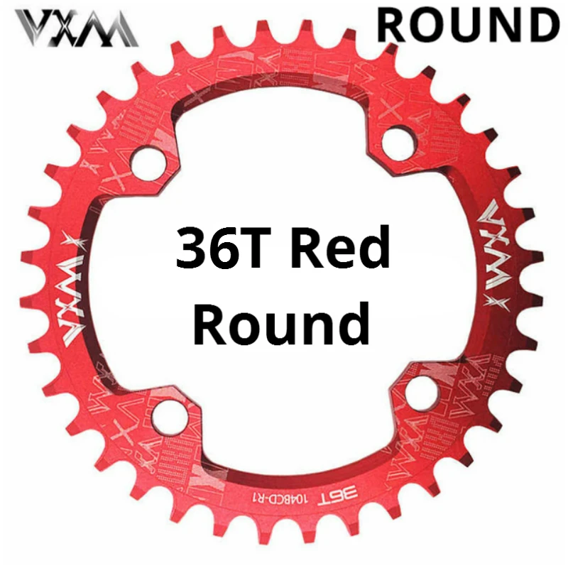 VXM круглая и овальная узкая широкая цепь MTB горный велосипед 104BCD 30T 32T 34T 36T 38T шатун зубная пластина части 104 BCD - Цвет: 36T Red Round