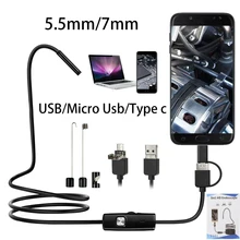 Endoscopio de vídeo USB tipo c, cámara de inspección de tuberías endoscópicas, boroscopio de alcantarillado para teléfono móvil Android, 5,5mm/7mm