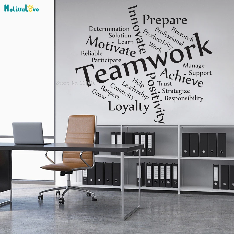 Teamwork Vinyl Wall Art Decals Workplace Word Cluster Cloud Business Office Warehouse Company Inspirational Decor Sticker YT2336 | Дом и сад