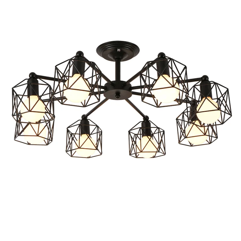 

2020 Vintage Chandeliers Multiple Rod Wrought Iron Ceiling Lamp E27 Bulb Living Room Lamparas for Home Lighting Fixtures