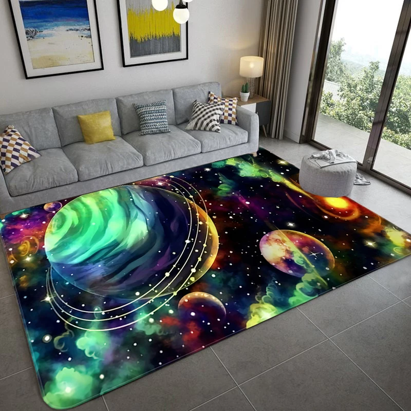 

Space Universe Planet 3D Floor Mat Carpet Living Room Large Size Flannel Soft Bedroom Rug For Children Boys Toilet Mat Doormat