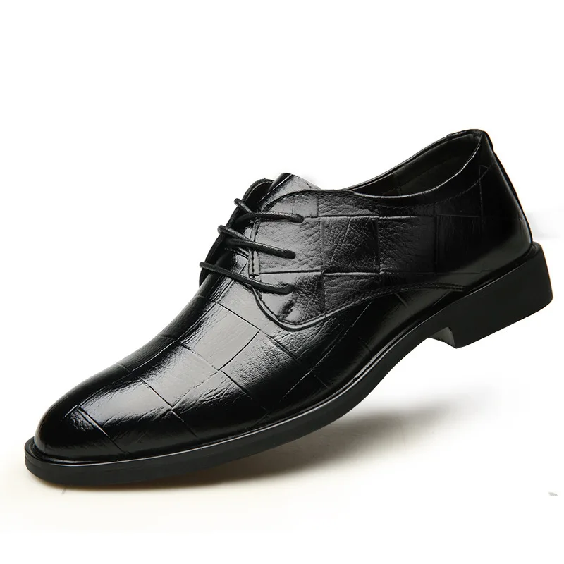 

Dress Oxford Shoes For Men Genuine Leather Lace Up Pointed Toe Male Business Shoes British Luxury Wedding Footwear Black Fashion