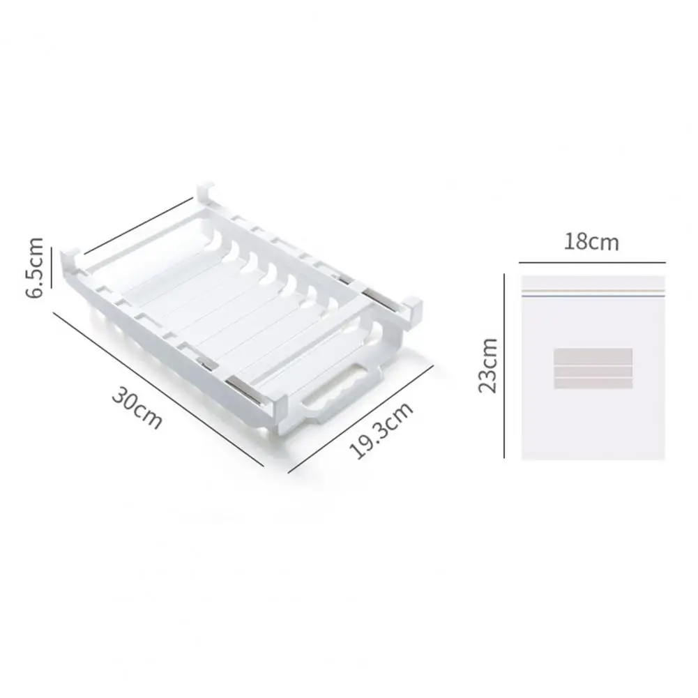 

New Retractable Storage Rack Hanging Fresh-keeping Plastic Drawer Design Storage Shelf Refrigerator Organizer With 10 Sealed Bag