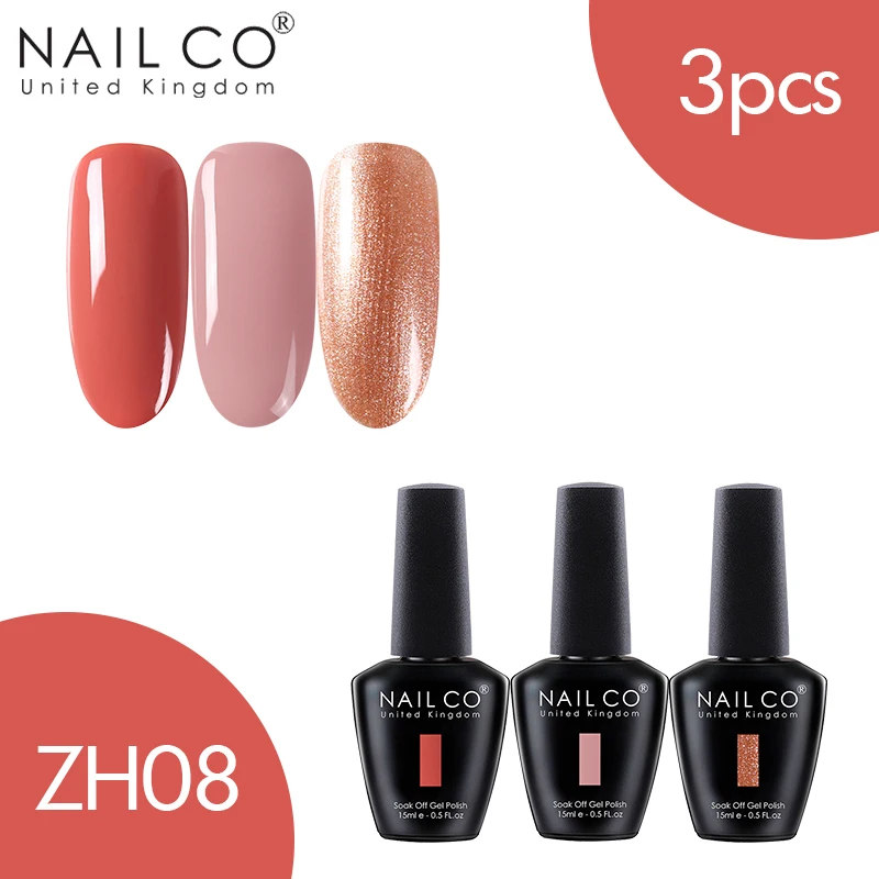 ZH08 NAILCO 3 шт. набор гель-лака UV Vernis Полупостоянный Праймер УФ-гель для ногтей Краска Декоративный Лак для ногтей Гибридный отмачиваемый Гель-лак - Цвет: ZH08