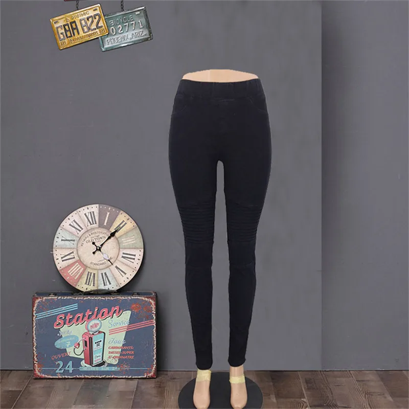 

Женские черные узкие плиссированные джинсы Mom на резинке прямые брюки с высокой талией брюки в стиле панк Модные женские джеггинсы 2020