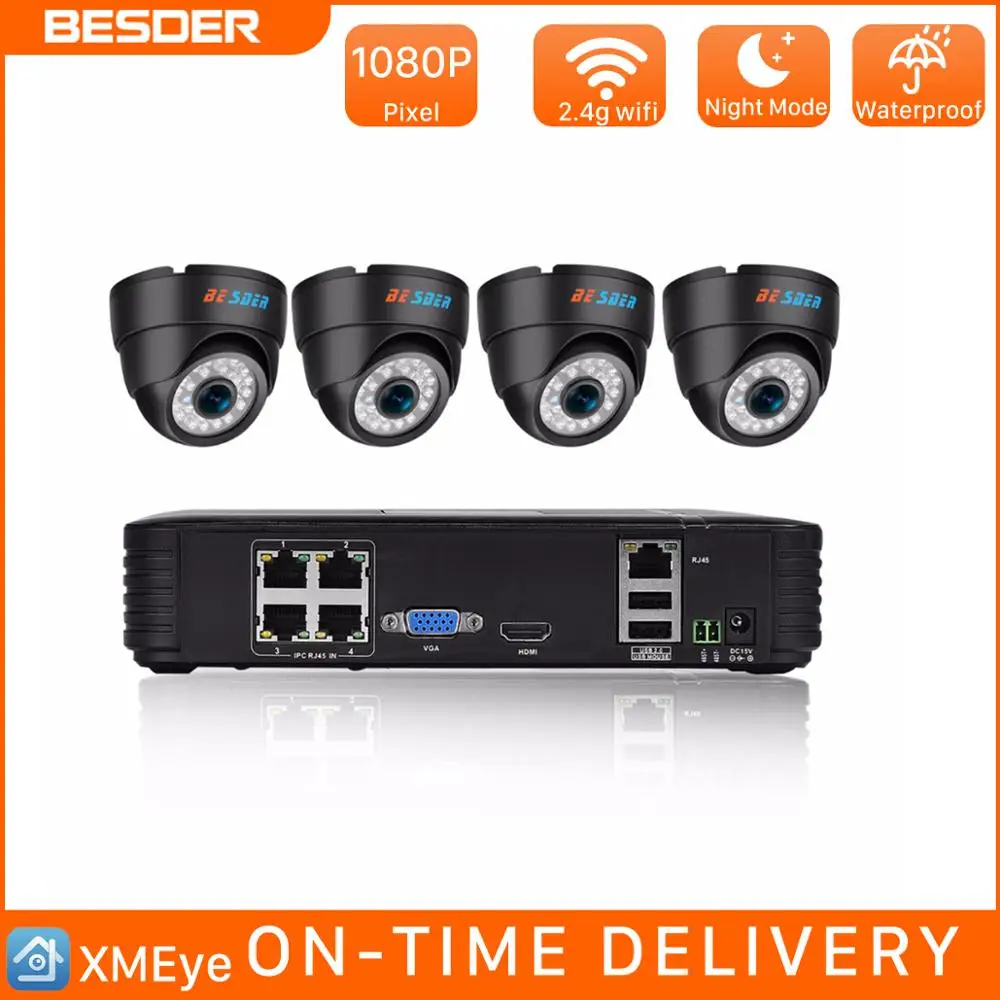 Система видеонаблюдения BESDER XMEye 720P 1080P комплект для домашней безопасности (4