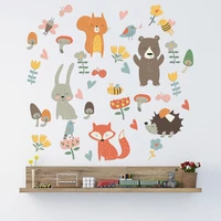 funny forest animal party wall sticker ins fox rabbit for kid children room nursery wall decals diy home decoration cartoon