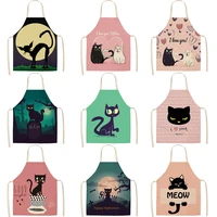 fymx black cat cleaning aprons love meow apron for hairdresser kitchen accessories novelty