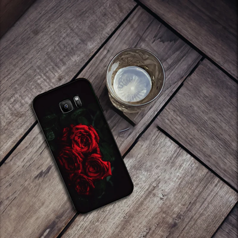 Bright and beautiful red roses soft silicone Phone Case for Samsung Galaxy S6 S8 Edge S7 S9 Plus S10 S10E Note 9 8 Cover | Мобильные