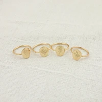 dainty birth flower ring stacking memorial ring gold plated engraved ring for women dropshipping