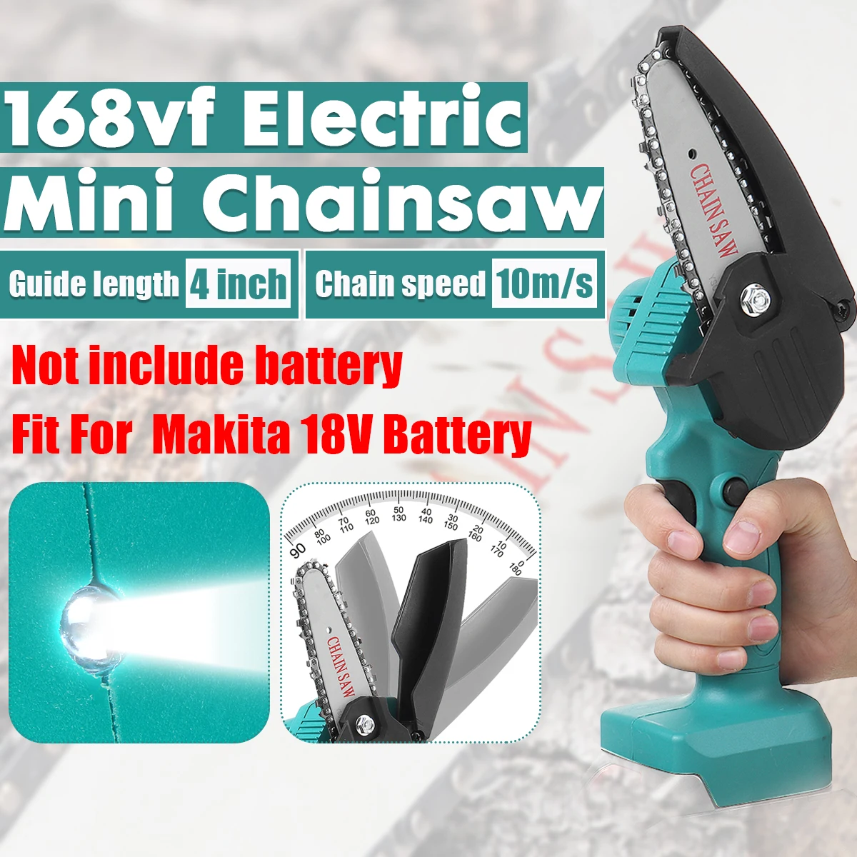 

DOERSUPP 1500W 4 Inch 88VF Mini Electric Chain Saw Woodworking Pruning Saw One-handed Garden Power Tool For Makita 18V Battery