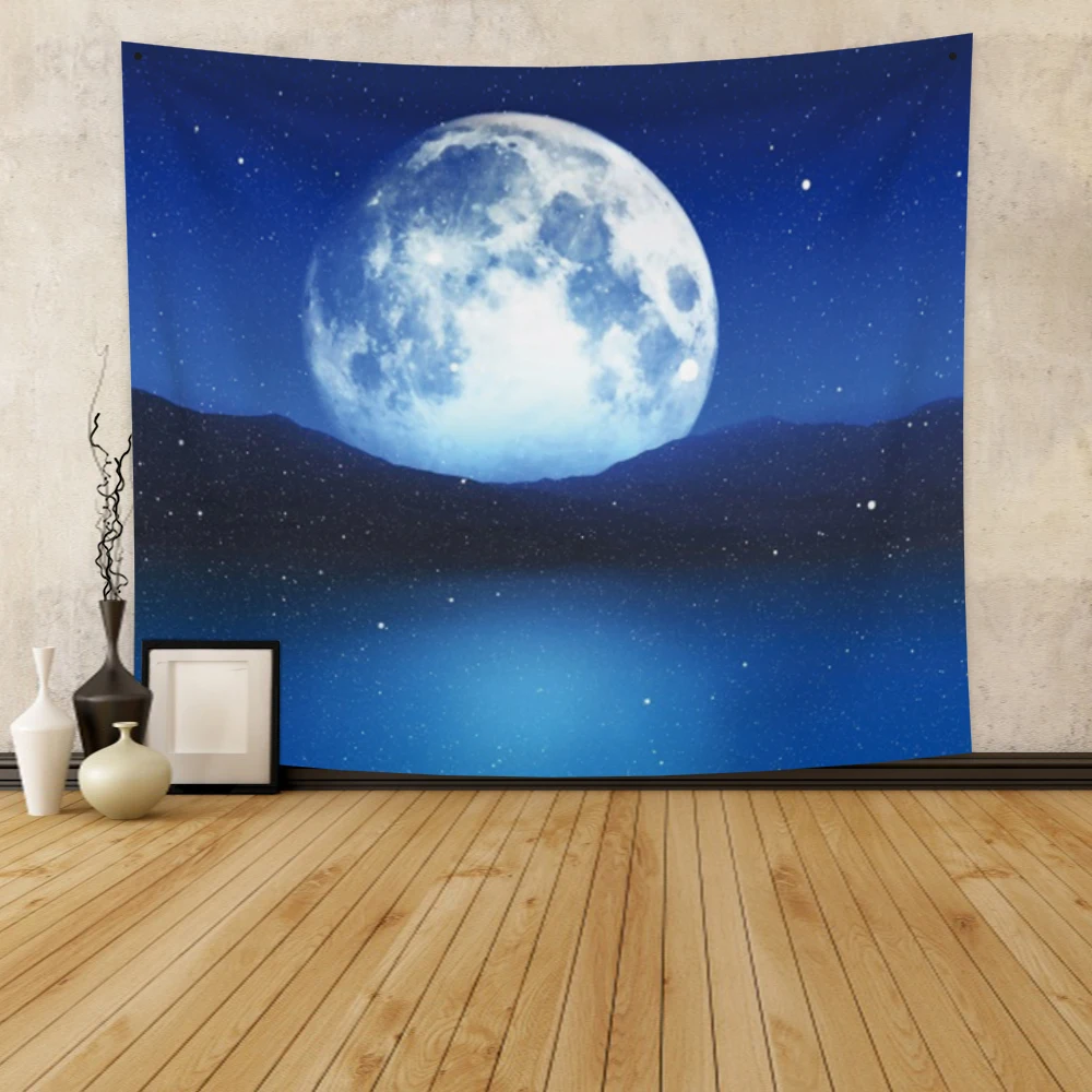 

Cassisy Fashion Tapestry Moon Universe Galaxy Lake Wall Hangings Room Festival Carpet College Dorm Beach Towel Decor Polyester