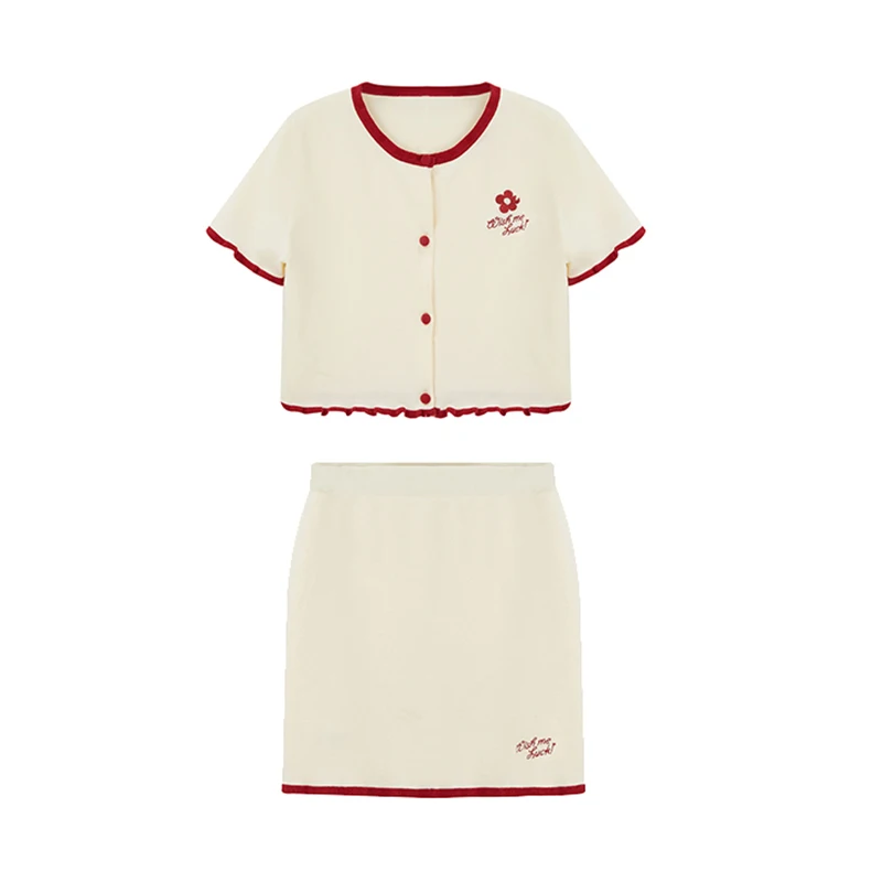 Женский трикотажный костюм PERHAPS U абрикосовый фиолетовый топ с круглым вырезом и