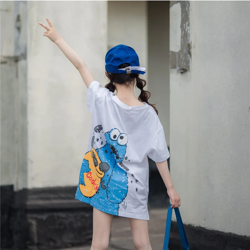 Длинная футболка с рисунком для маленьких девочек летние топы из 100% хлопка