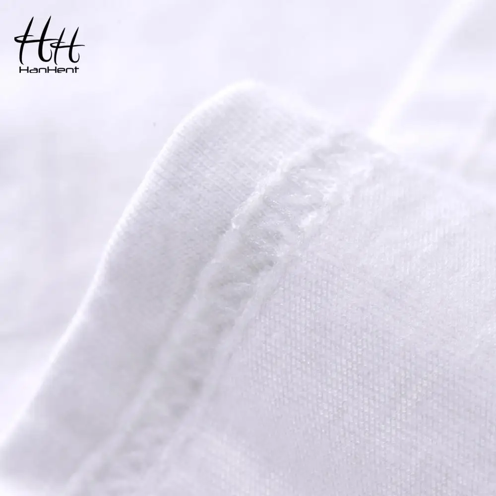 HanHent Футболка с принтом гитары Мужская футболка из 100% хлопка белая повседневная