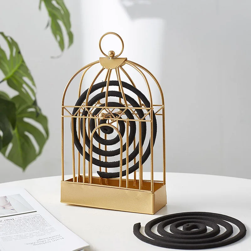

Nordic Iron Bird Cage Mosquito Coil Storage Rack Mosquito Incense Burner Room Decoration Home Creative Mosquito Coil Tray