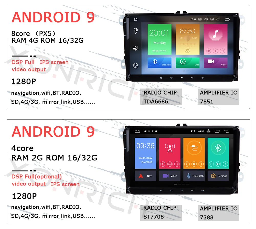 2 Din Android 9 Автомобильный мультимедийный gps навигатор для Amarok волксаген VW Passat B6 golf 56 Skoda Octavia 2 Superb 2 Seat Leon радио