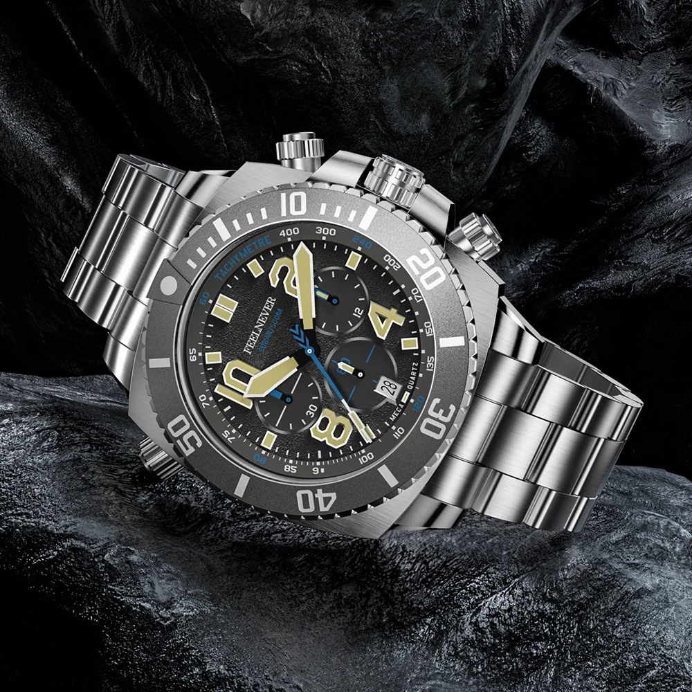 FeelNever Sport Dive Мужские часы из нержавеющей стали с большим циферблатом для мужчин 500