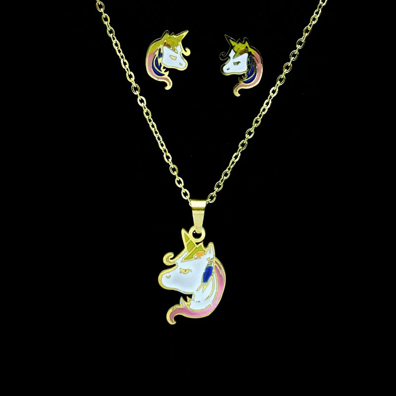 Оптовая продажа из нержавеющей стали ожерелье с единорогами для женщин
