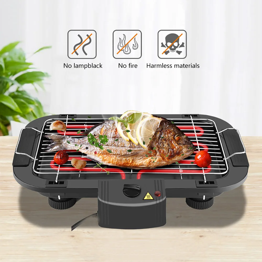 Бездымный гриль электрический портативный для 6 человек использования дома и на