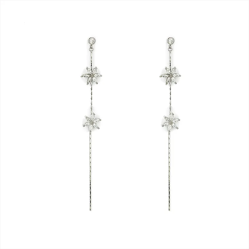 2021 Limited Star Earings Pendientes Brincos Version Of The New S925 Pure Earrings Personality Female Long-style Fringed Zircon | Украшения