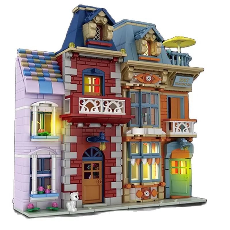 

1153pcs European town Architecture Krakow impression Building Blocks City 4 figures Street View House Bricks Toys For Children