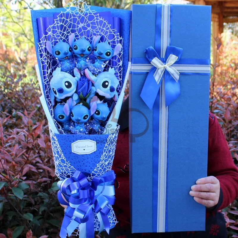 

Disney Lovely Stitch Pvc Toy Soap Roses Artificial Flowers Bouquets Wedding Bride Birthday Mother'S Valentine'S Day Gift Decor