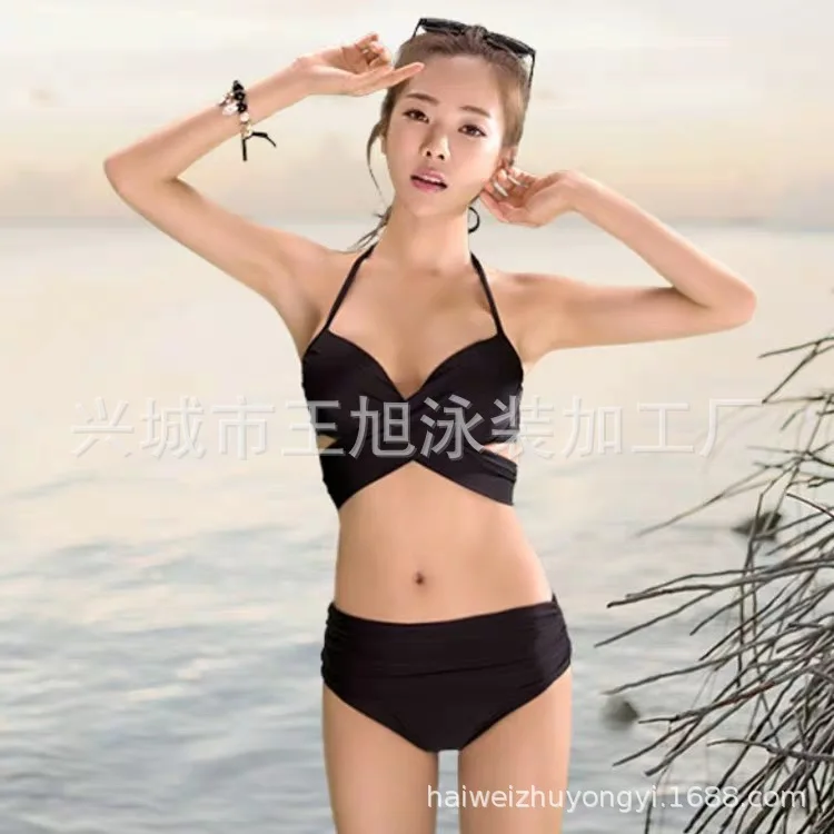 Женский перекрестный купальник бикини с небольшой грудью и кронштейном из