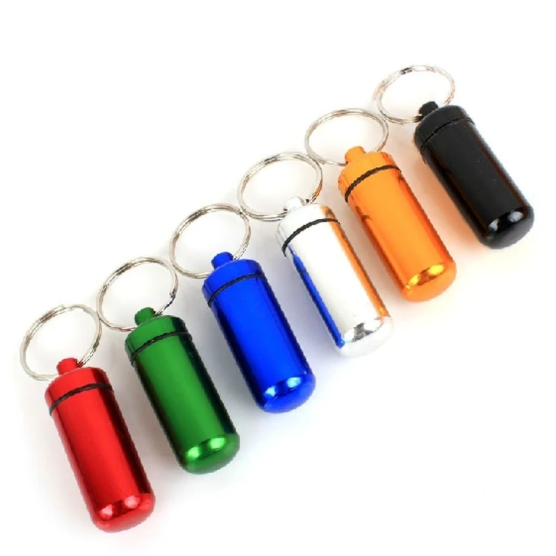 

6xSmall Pill Tablet Medicine Storage Box Bottle Container Keychain Waterproof