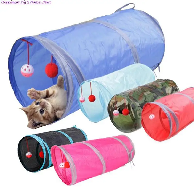 

1PC Pet Cat Tunnel Foldable Cat Kitten Play Tunnel Rabbit Cave Passageway Tubes Pet Bell Small Passage Hiding Toy 50*25cm