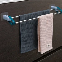 1pc self adhesive adjustable towel rack wall mounted towel hanger bar shelf holder hanging bathroom organizer no drilling