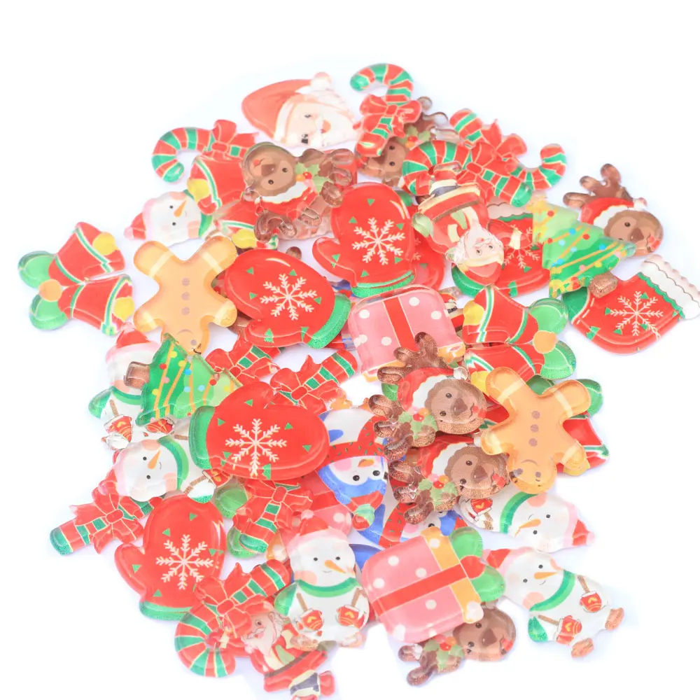 

Christmas Snowman Trees Gift Box Resin Flatback Cabochon Art Supply Decoration Charm Craft DIY Hair Bow Center Craft