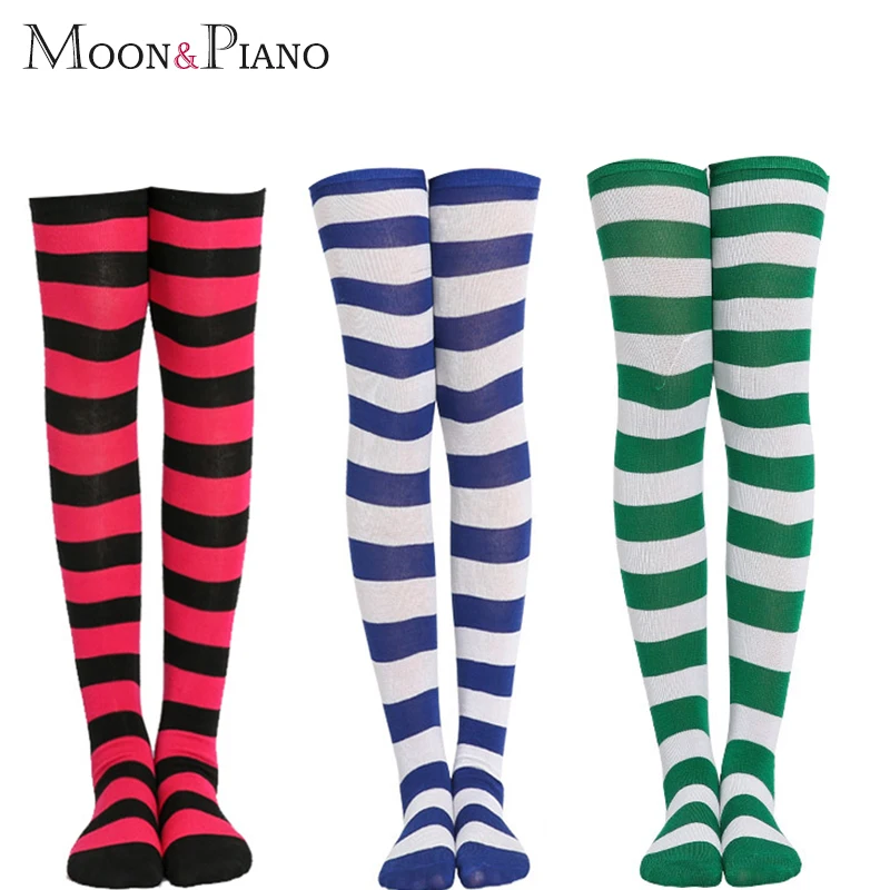 Женские длинные чулки трубы простые теплые ботфорты в полоску европейском и