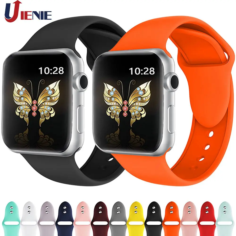 Спортивный силиконовый ремешок для часов Apple Watch Series 5 4 3 2 1 42 мм 38 40 44 сменный смарт