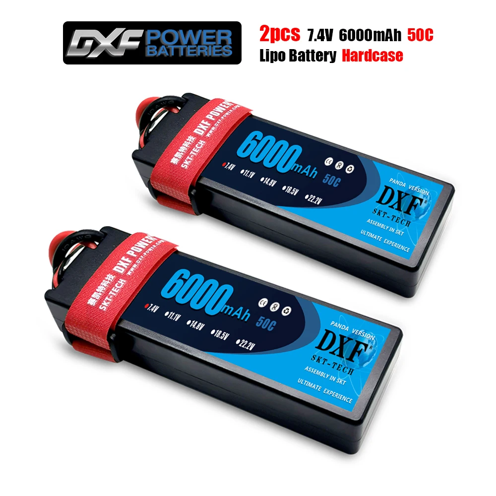 2 шт. DXF Lipo аккумулятор 2S 7 4 в 6000 мАч 50C твердый корпус Аккумулятор для