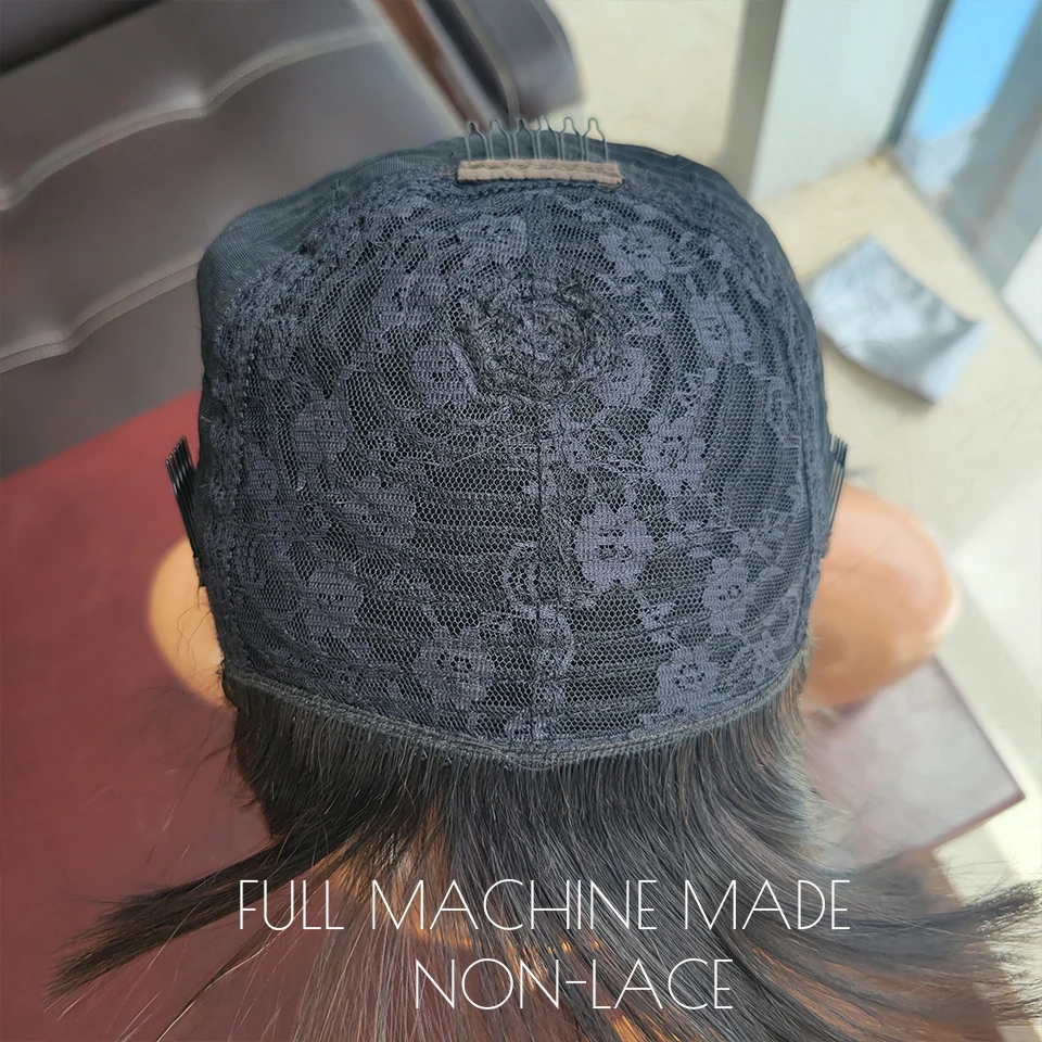 

Full Machine Made Wig NON-LACE Straight Fringe Wig With Bangs Human Hair Wigs For Women Brazilan Remy Hair