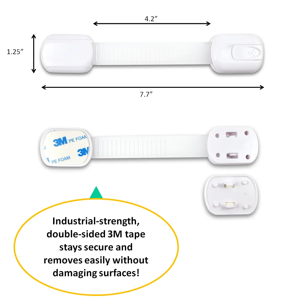 Cerraduras de seguridad ajustables para ni&ntilde;os, a prueba de ni&ntilde;os y beb&eacute;s, cajones de electrodom&eacute;sticos con adhesivo Extra fuerte 3M, 8 Uds.-3