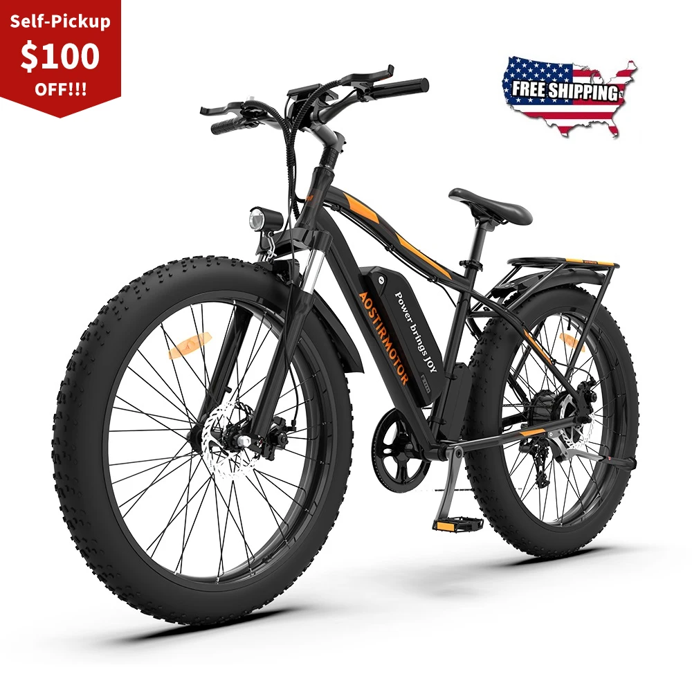 Verkauf AOSTIRMOTOR S07-B Elektrische Bike 26 Zoll Fett Reifen Schnee Berg Ebike 750W Motor 48V 13Ah Lithium-Batterie Fahrrad