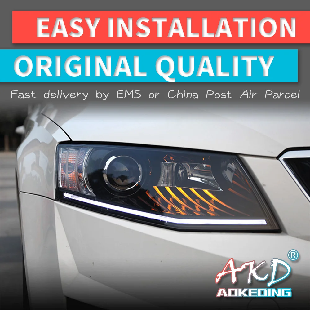 

AKD tuning cars Headlight For Skoda Octavia 2015 Headlights LED DRL Running lights Bi-Xenon Beam Fog lights angel eyes Auto